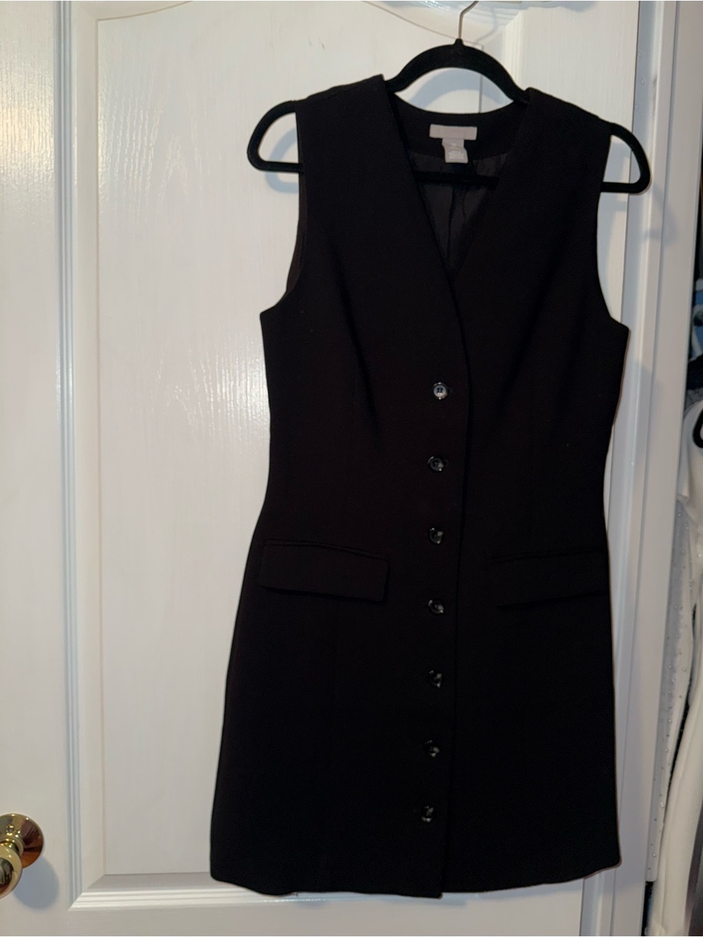 H&M Black Sleeveless Button-Front Mini Dress